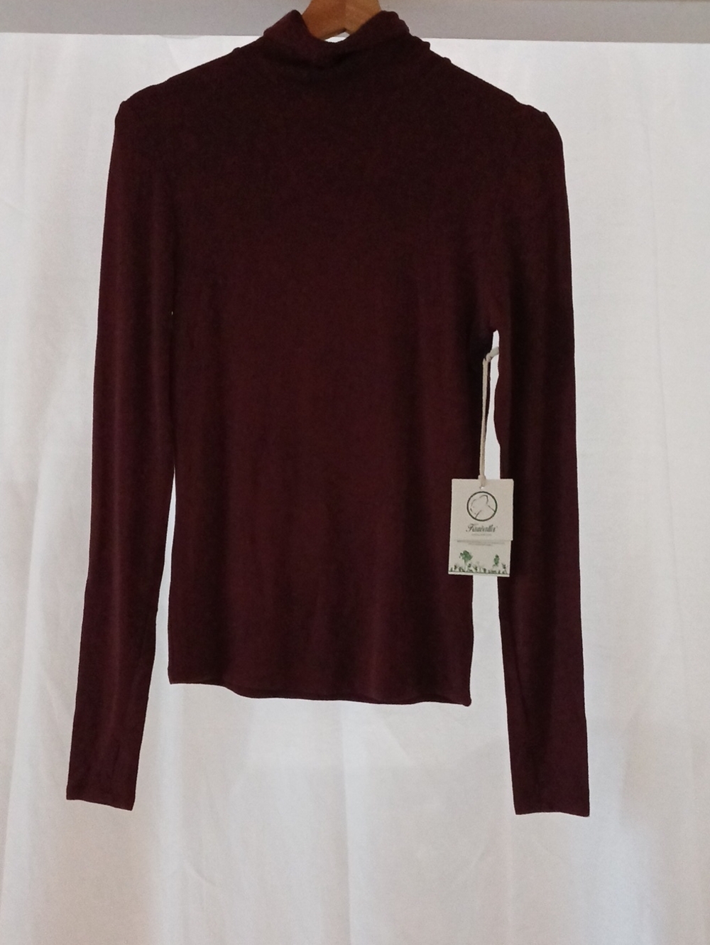 Long Sleeve Turtle Neck Top in Deep Burgundy